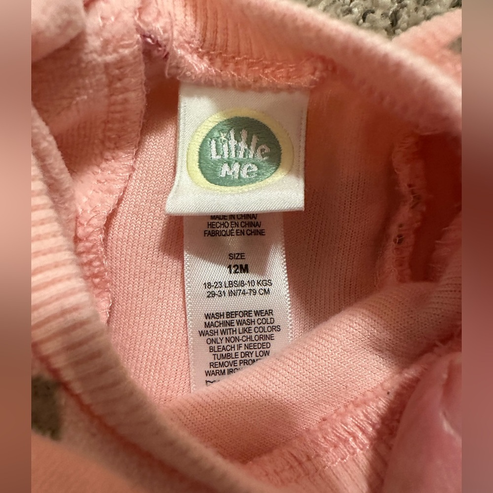 Little Me Ruffled Roses Velour Sweatshirt & Pants Set 12m - Picture 8 of 8
